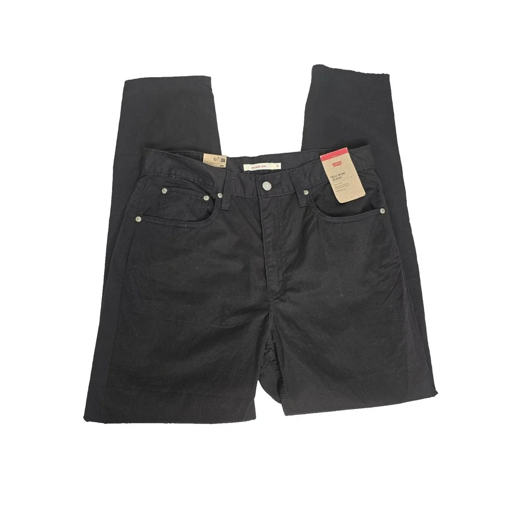 Levi's Black High Rise Tapered Leg 80s Mom Jeans Womens 31x30 IRREGULAR NWT